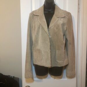 Karen Kane Tan Suede Blazer with Whipstitch Detail